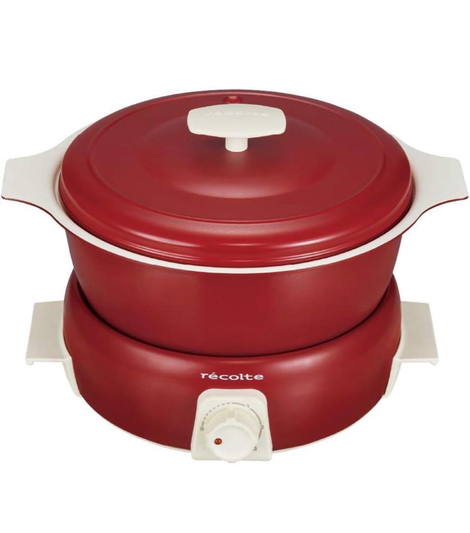 未使用　レコルト　ポットデュオタント　別売りグリルプレート付き　レッド