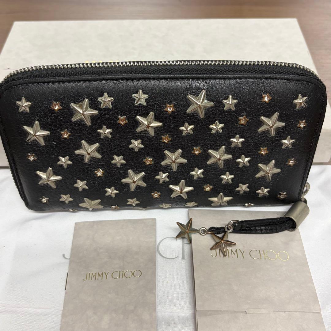 新品同様‼️ ジミーチュウ　財布　長財布　スター　スタッズ　ラウンドファスナー
