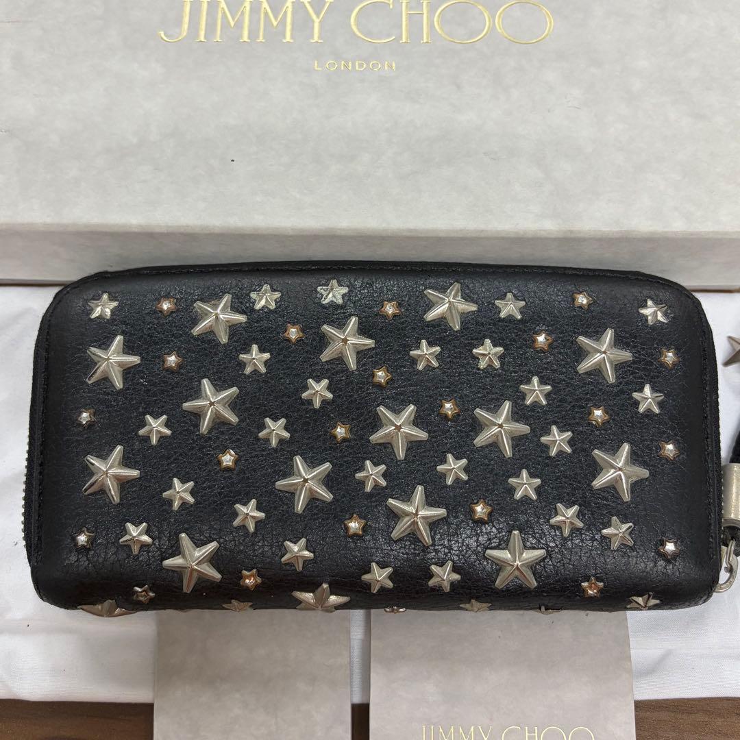 新品同様‼️ ジミーチュウ　財布　長財布　スター　スタッズ　ラウンドファスナー