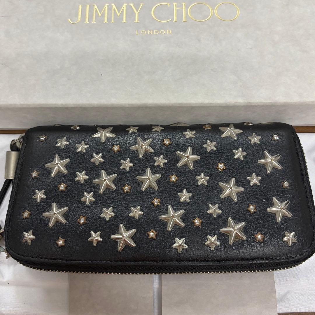 新品同様‼️ ジミーチュウ　財布　長財布　スター　スタッズ　ラウンドファスナー