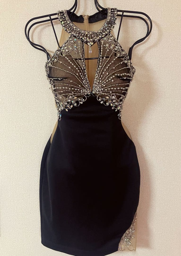 定価3.5万今期新作ANGEL Rホルダーネック超高級キャバドレス黒S