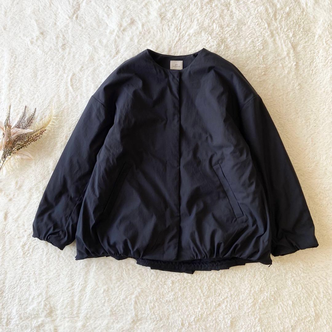 未使用級♡グリーンレーベル リラクシング パフィー ノーカラー ブルゾン 黒