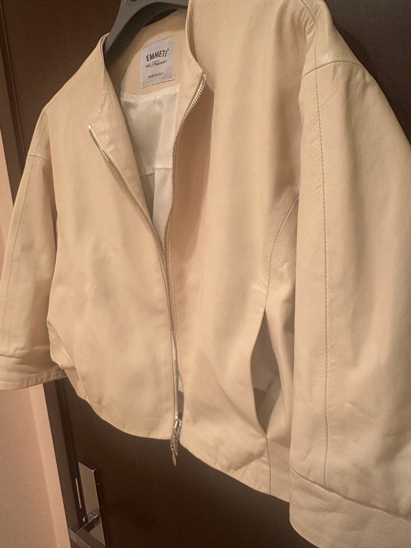EMMETI⭐︎エンメティ レザー七分丈レディースジャンパー羊革 ラムスキン　38