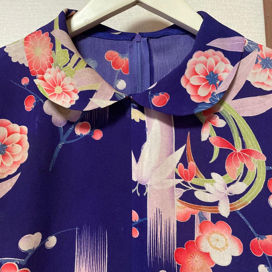 専用　シュウ様　新春　お値下げ　大正ロマン縮緬\"祝い花\"ワンピース