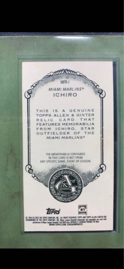 大谷翔平・イチロー　topps パッチカード　Allen & Ginter