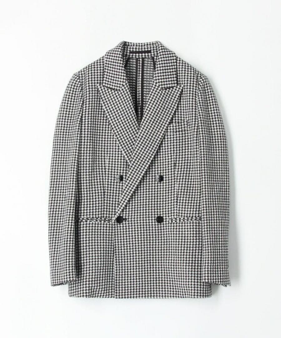 美品！CABaN コットンカシミヤ ギンガムチェックジャカードジャケット