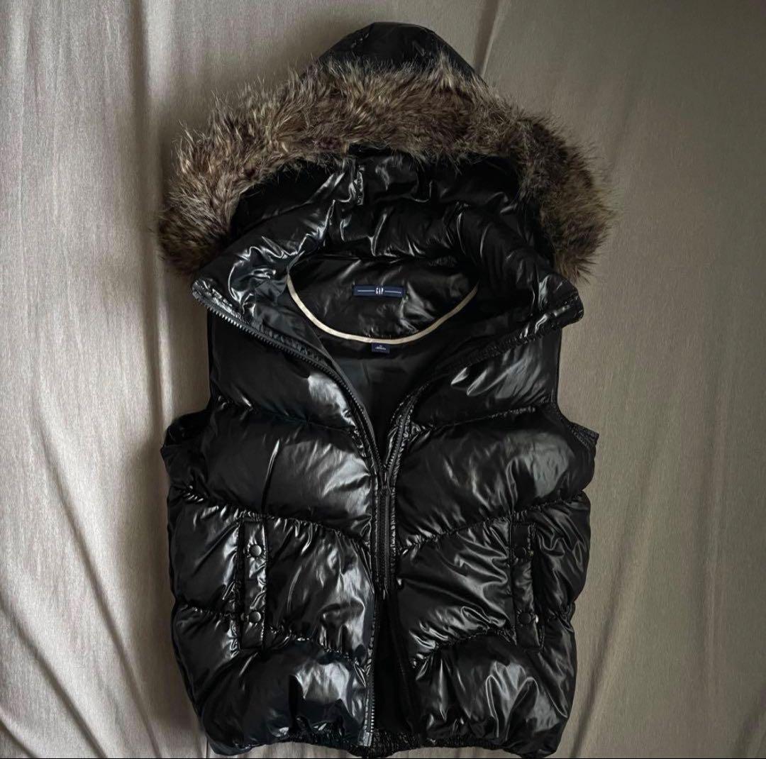 00s 平成ギャル ファー ダウン ベスト 光沢 お兄系 グランジ y2k