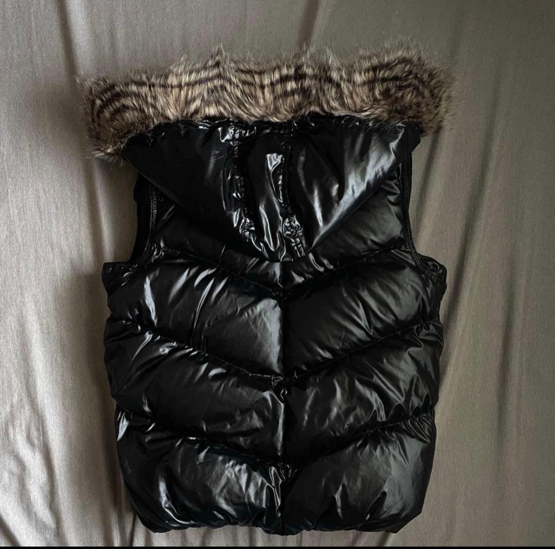 00s 平成ギャル ファー ダウン ベスト 光沢 お兄系 グランジ y2k