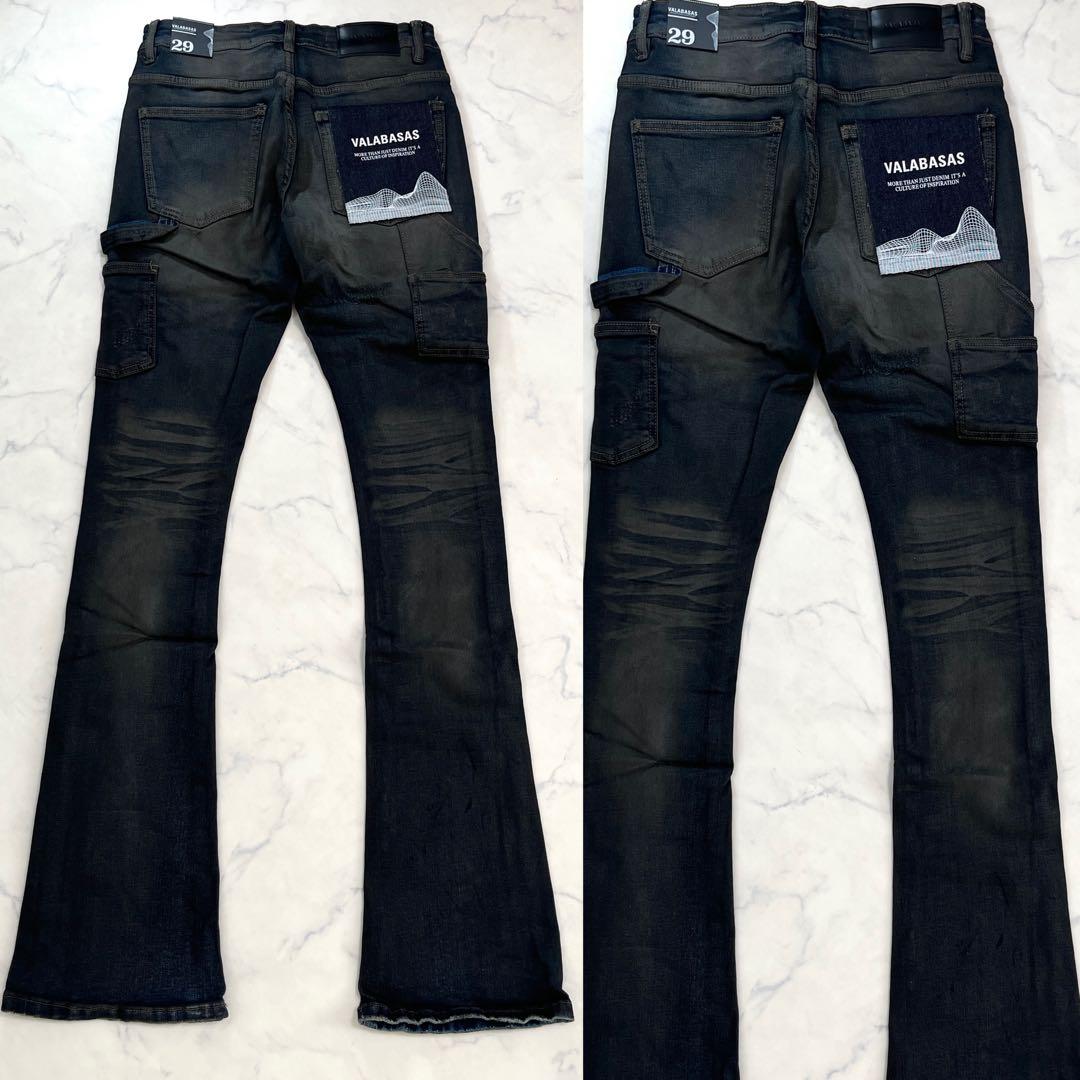 新品バラバサスVALABASAS ヴィンテージウォッシュスキニーフレアデニム S
