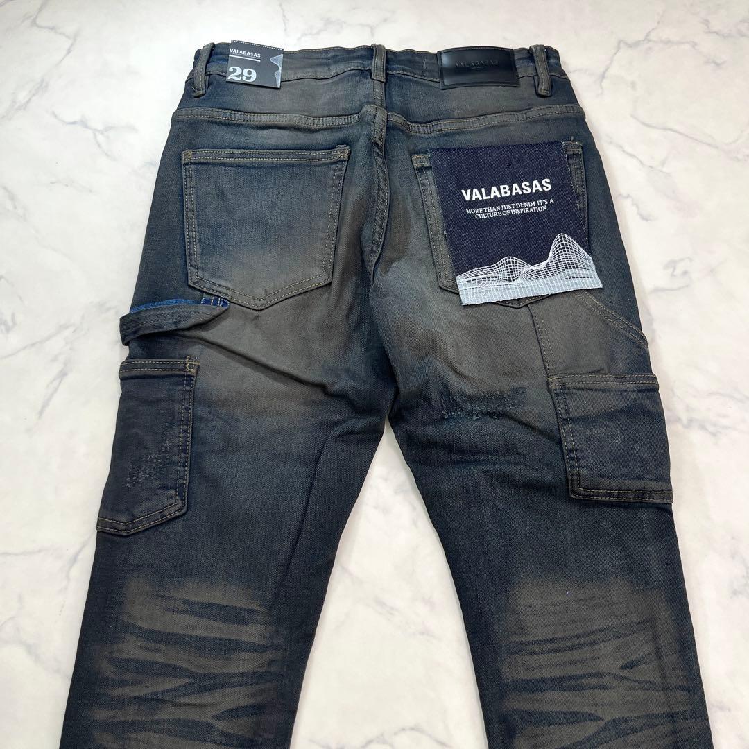 新品バラバサスVALABASAS ヴィンテージウォッシュスキニーフレアデニム S