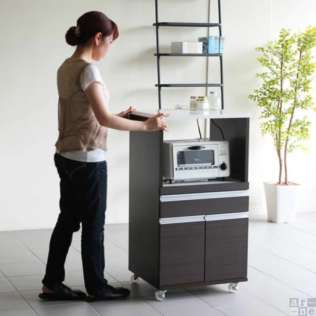 【1/20まで限定】レンジ台 キッチン収納 キャスター付き コンセント2口