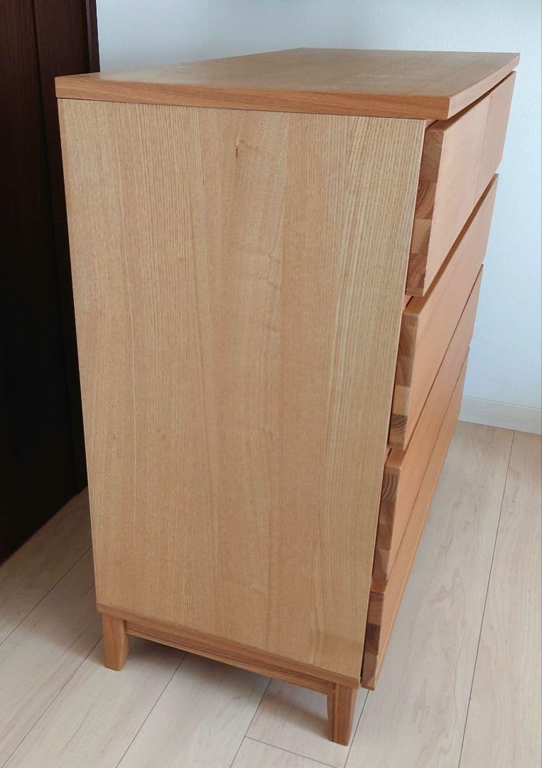 無印良品　脚付き木製チェスト4段　幅約95×奥行き約45×高さ約90cm