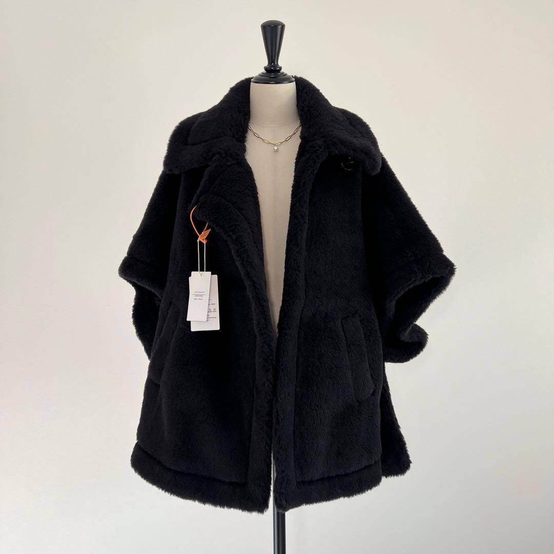 新品未使用 ベアポンチョ　アルパカ素材 テディベア ケープ　ブラック