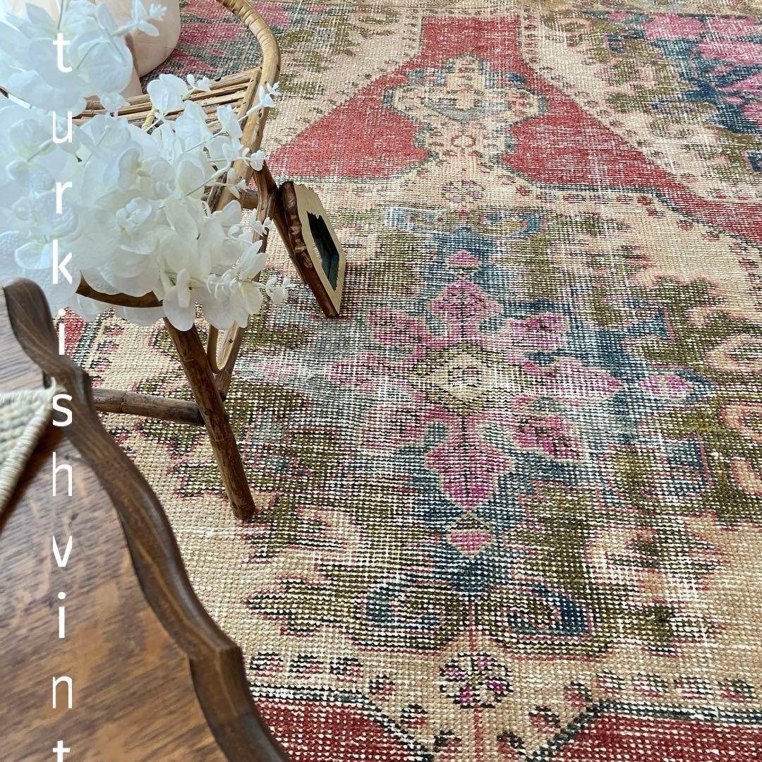 貴重✳︎アヴァノス　落ち着きシャビーレッド　キャラメル　トルコヴィンテージラグ