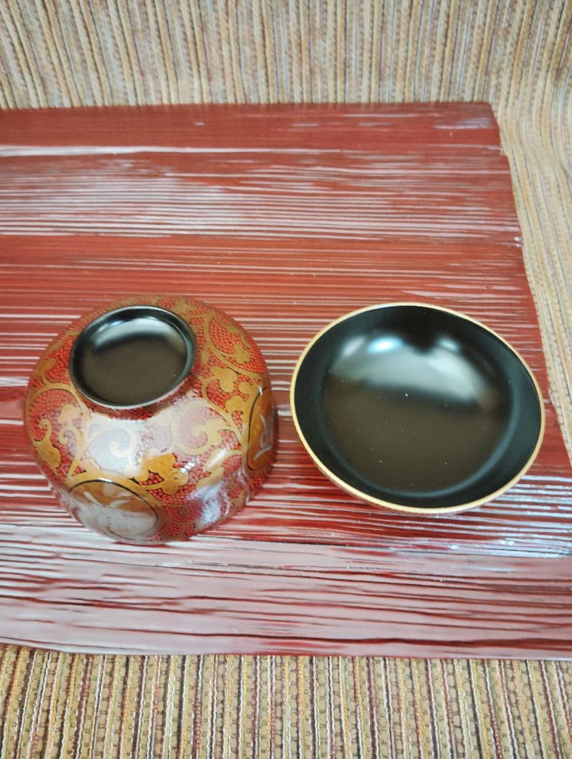 五島屋　漆器の椀 五個セット 赤と金