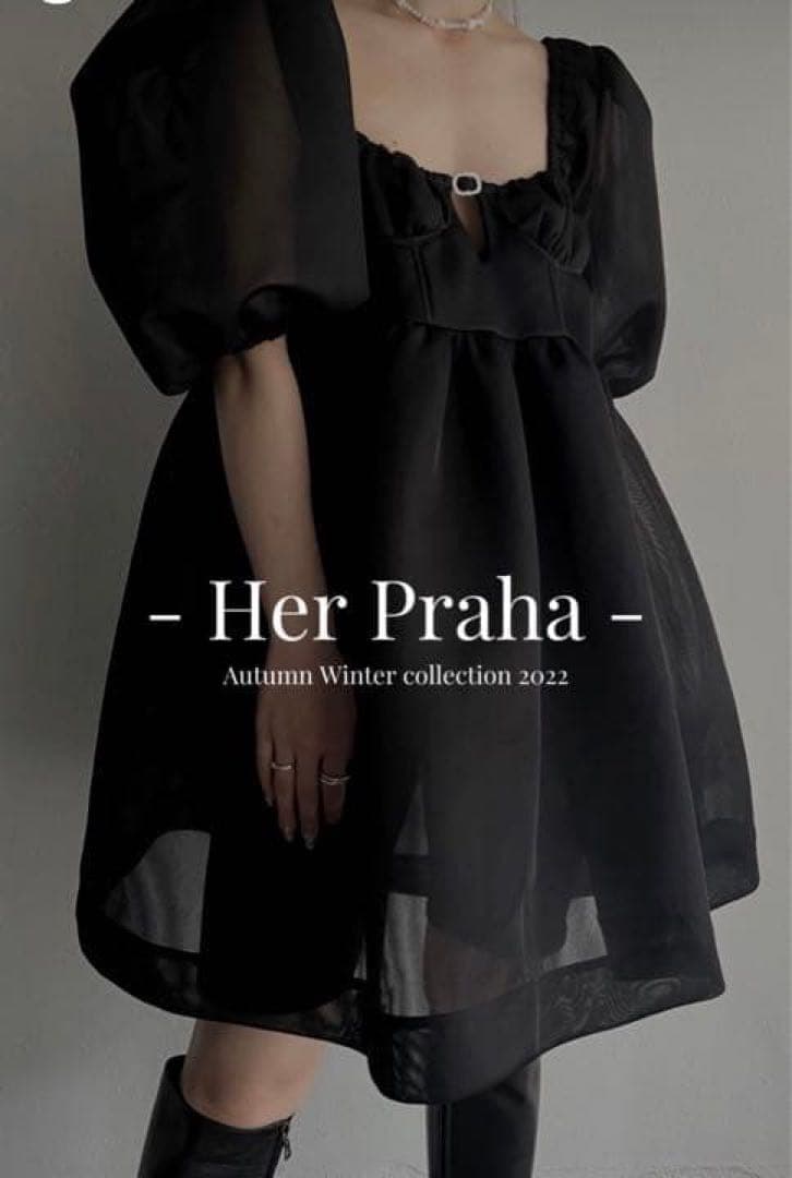 Her Praha ブラック ミニワンピース 半袖