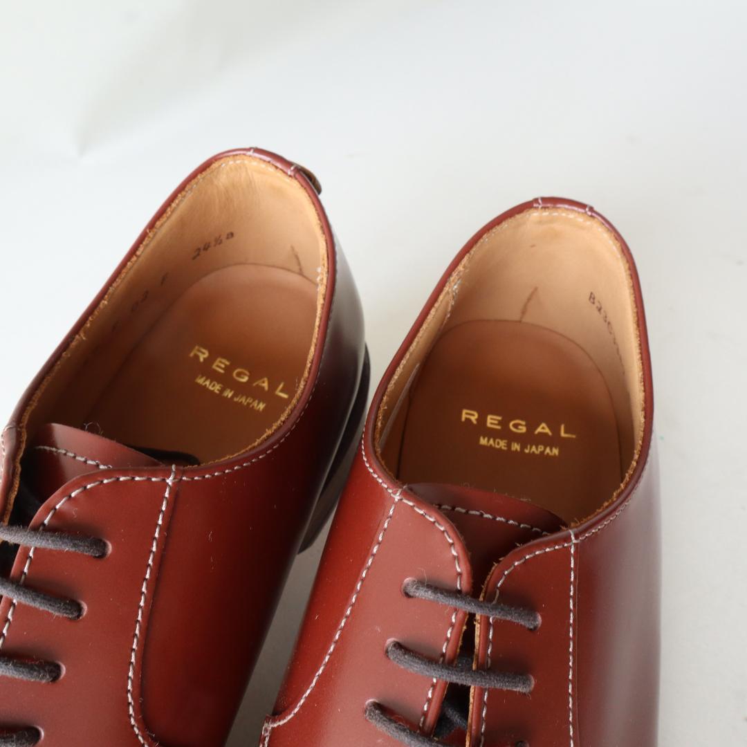 未使用リーガル　24.5cm外羽根プレーントゥマニッシュシューズ　革底　ブラウン