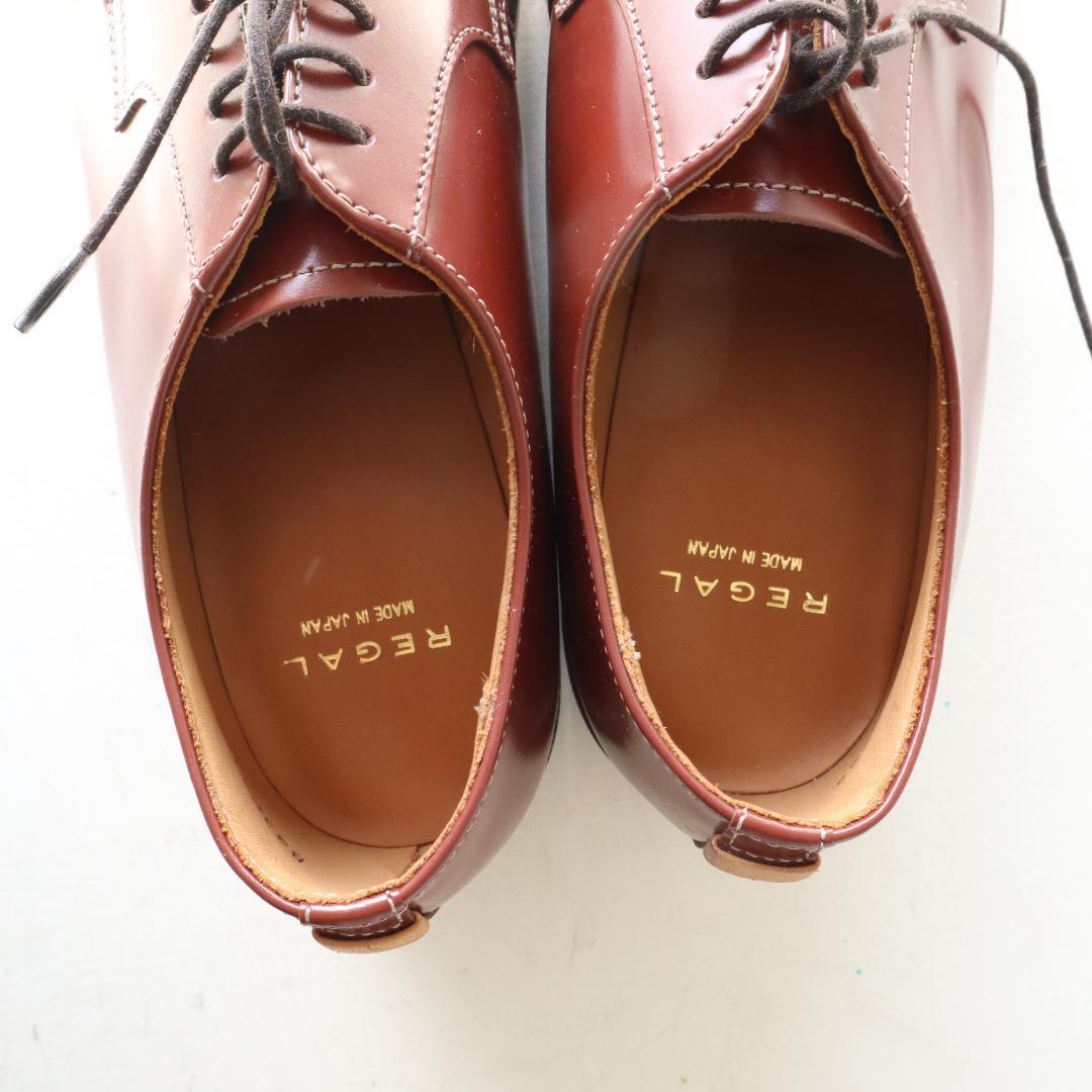 未使用リーガル　24.5cm外羽根プレーントゥマニッシュシューズ　革底　ブラウン