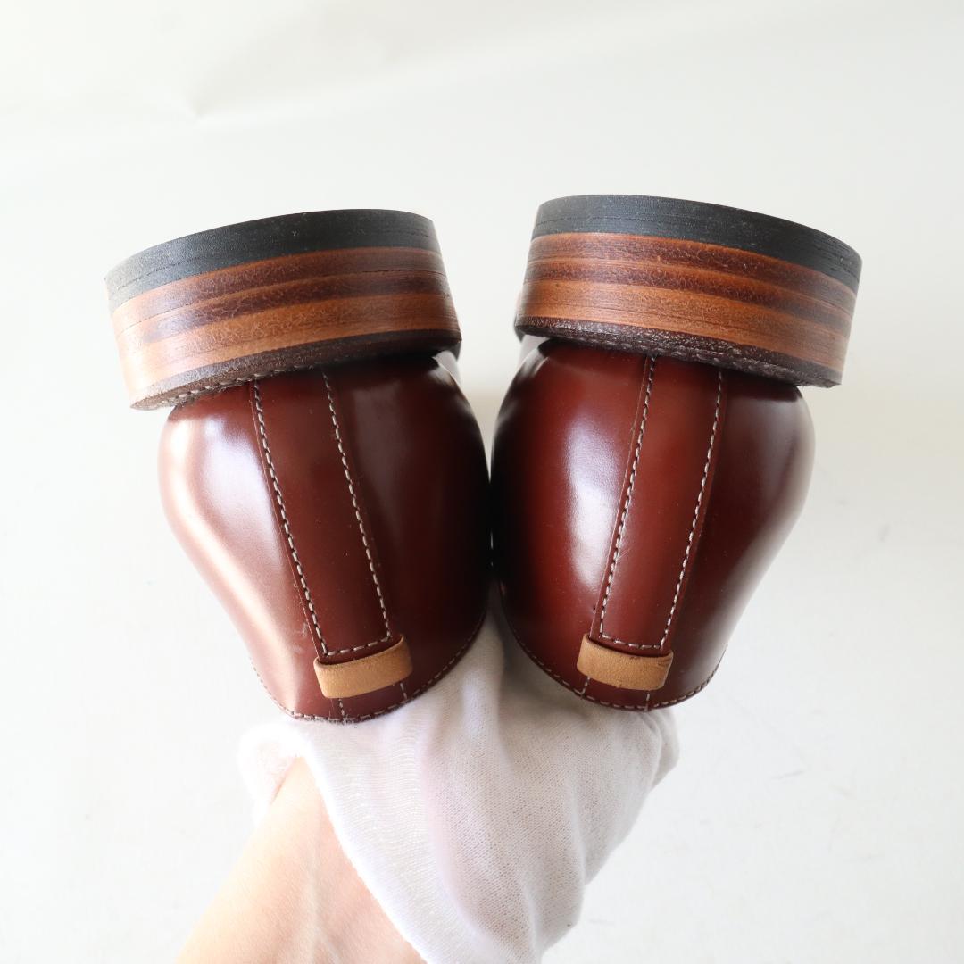 未使用リーガル　24.5cm外羽根プレーントゥマニッシュシューズ　革底　ブラウン