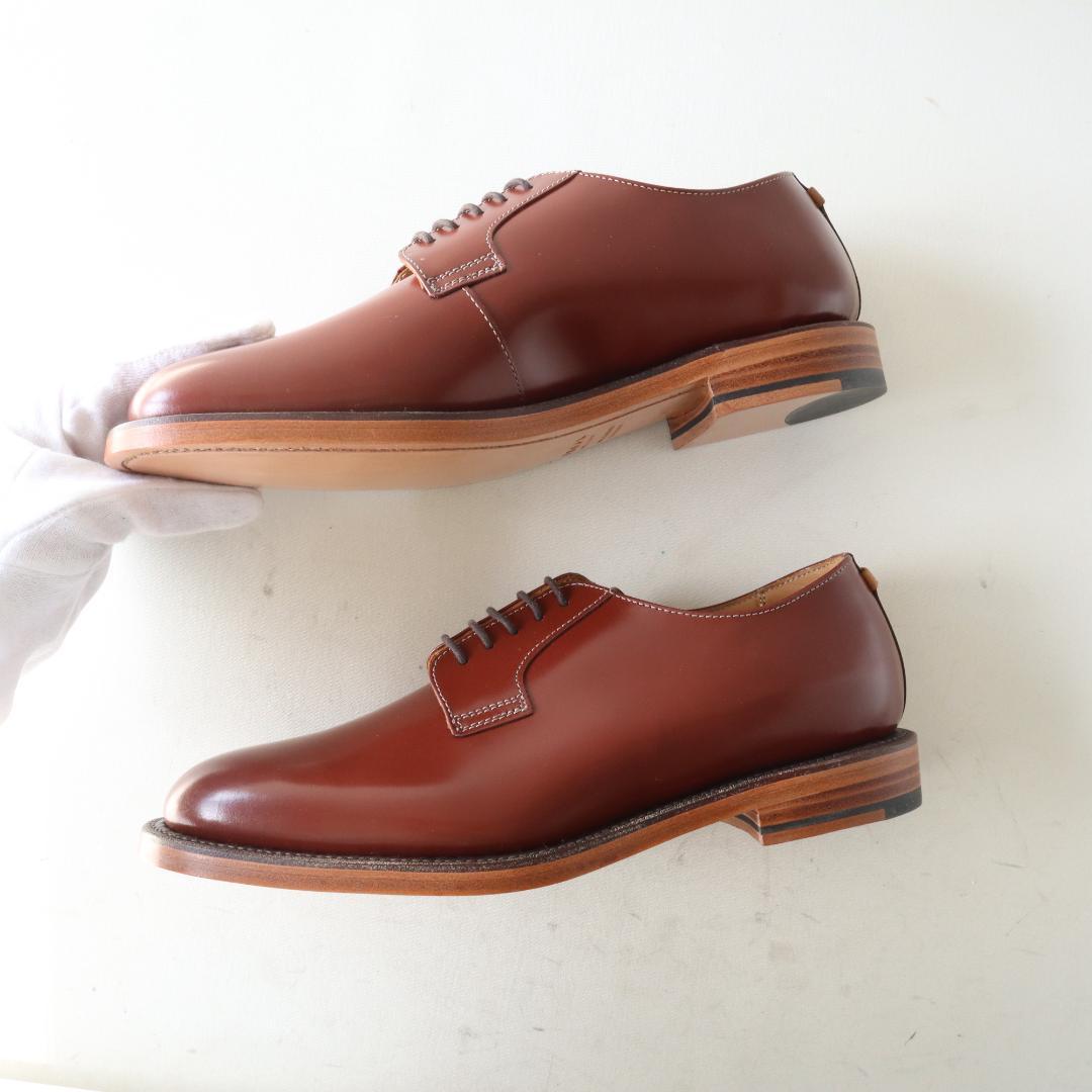 未使用リーガル　24.5cm外羽根プレーントゥマニッシュシューズ　革底　ブラウン