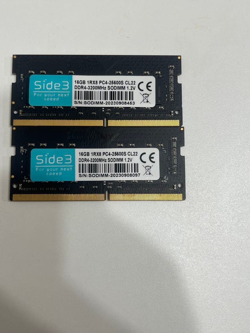 side3 16GB DDR4 メモリ2枚　合計32G