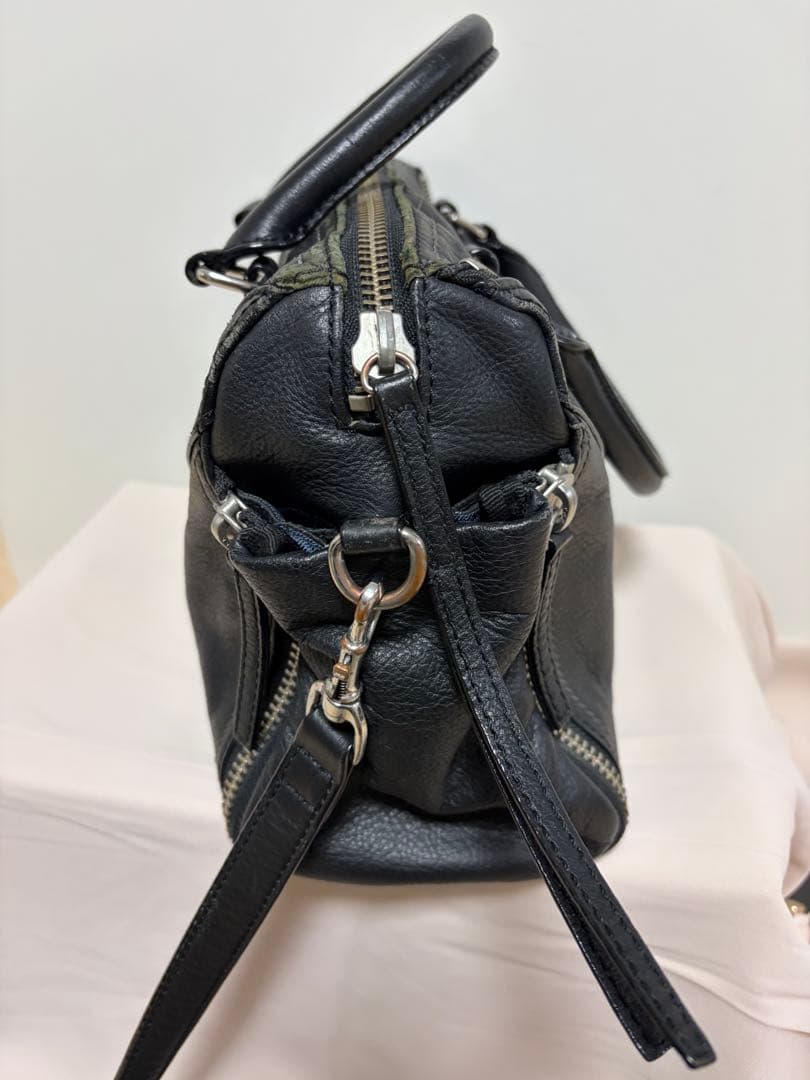 DIESEL ブラックレザー 2WAYハンドバッグ ショルダーバッグ 最安y2k