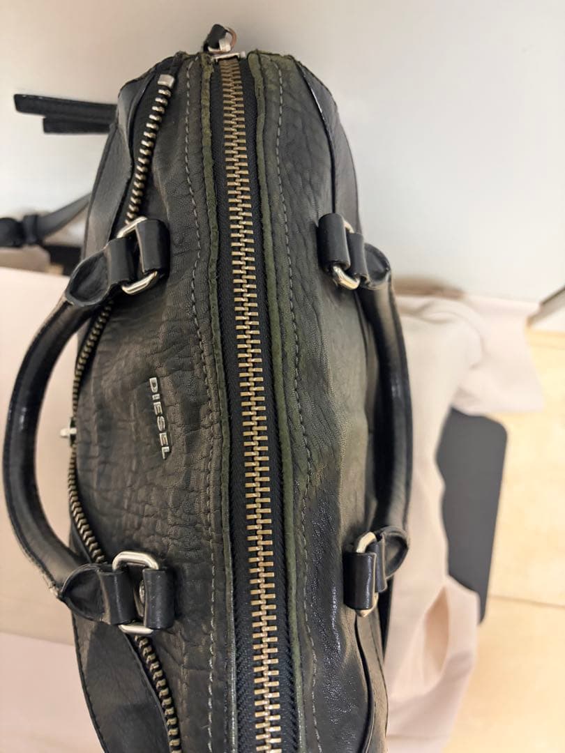 DIESEL ブラックレザー 2WAYハンドバッグ ショルダーバッグ 最安y2k