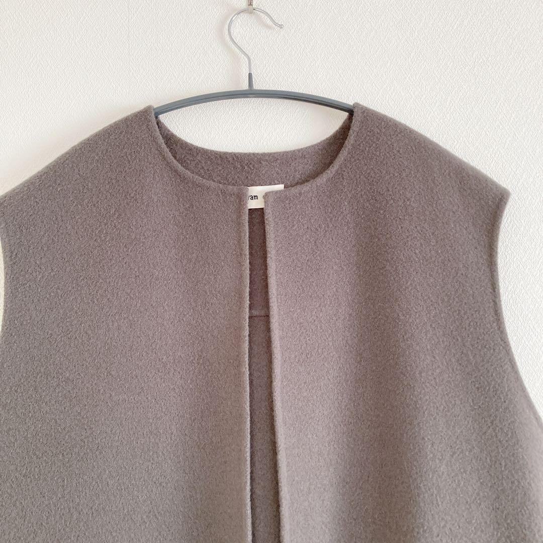 2022✨ evam eva　リバー ウール　ロングベスト　ジレ　F　グレー