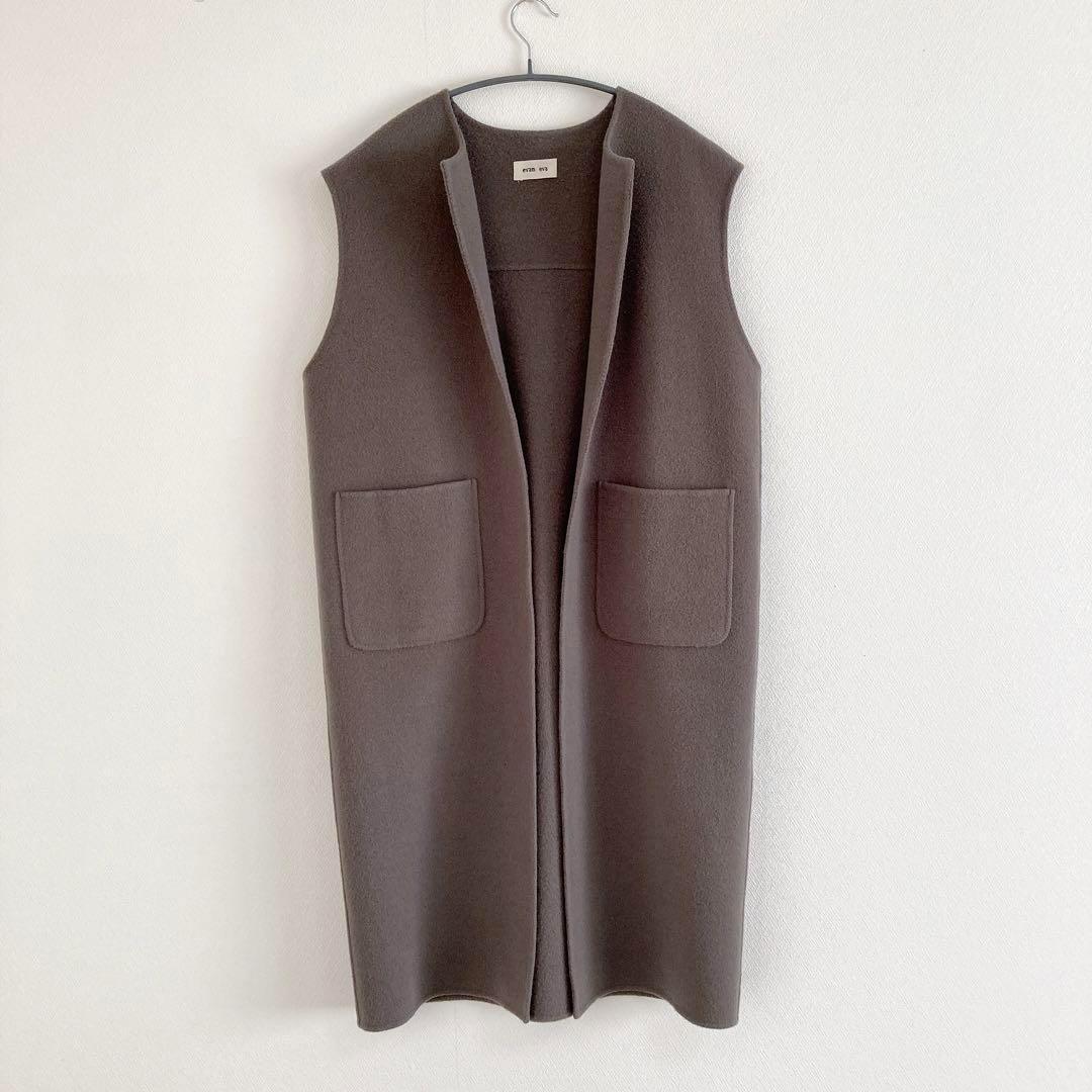 2022✨ evam eva　リバー ウール　ロングベスト　ジレ　F　グレー