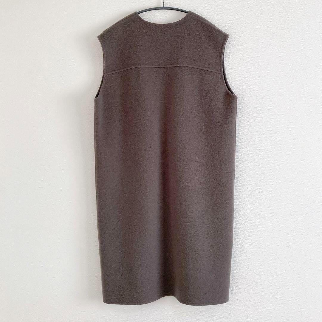 2022✨ evam eva　リバー ウール　ロングベスト　ジレ　F　グレー