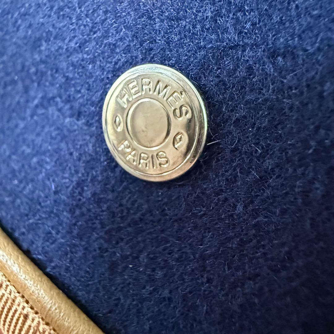 【未使用】正規品 エルメス ベレー帽 サントノーレ 57 マリン シルク100%