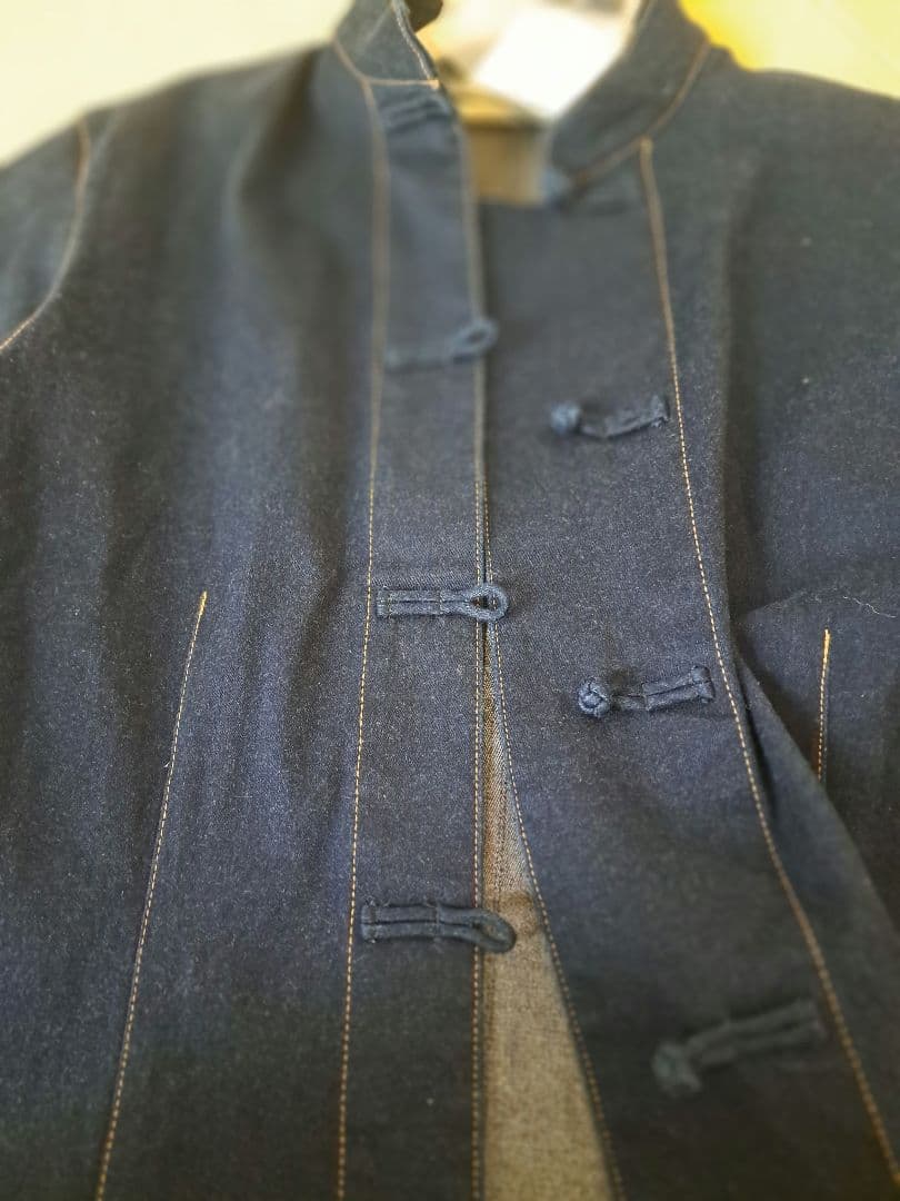 レキップ　ヨシエイナバ　マオカラー デニムジャケット チャイナボタン シャツ　L