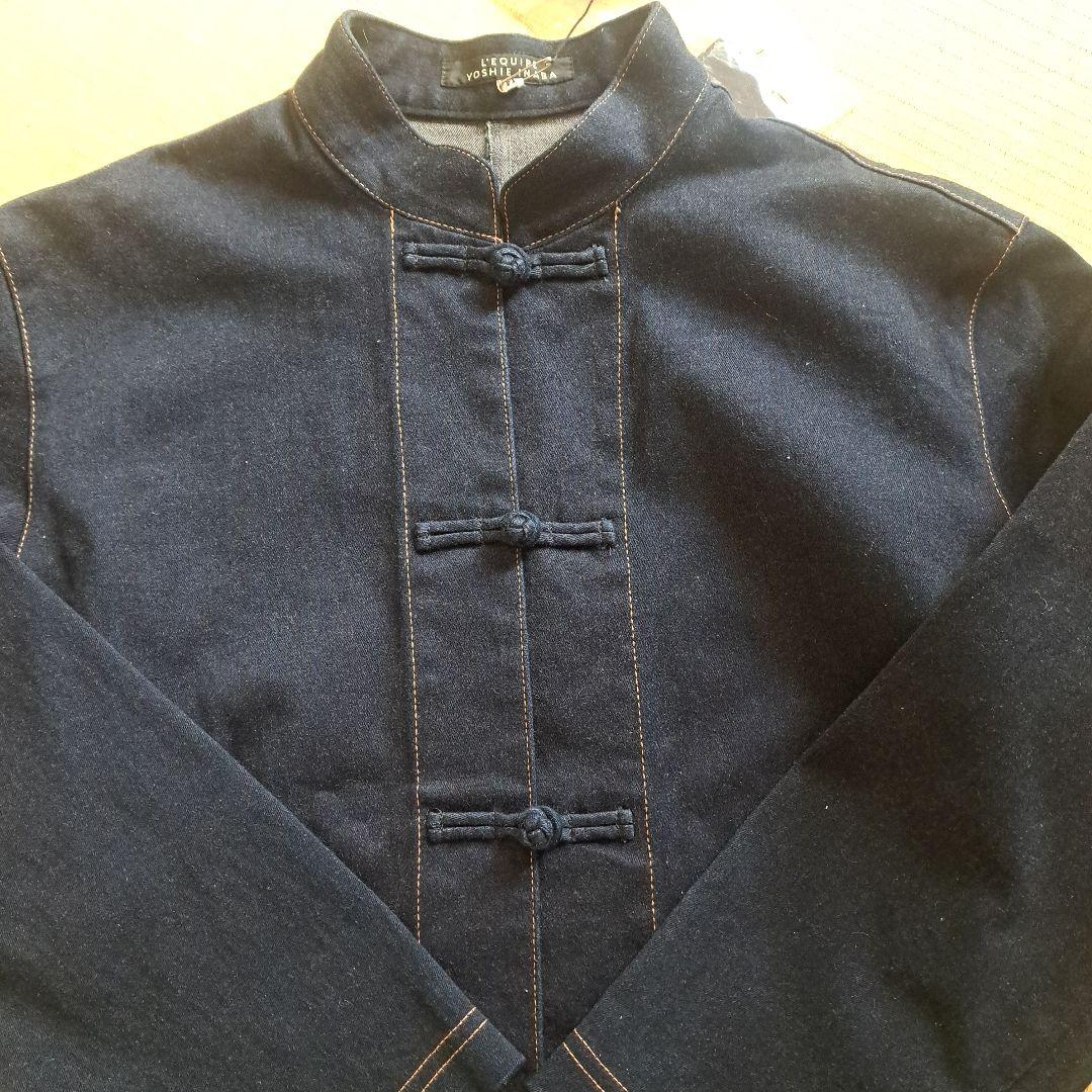 レキップ　ヨシエイナバ　マオカラー デニムジャケット チャイナボタン シャツ　L