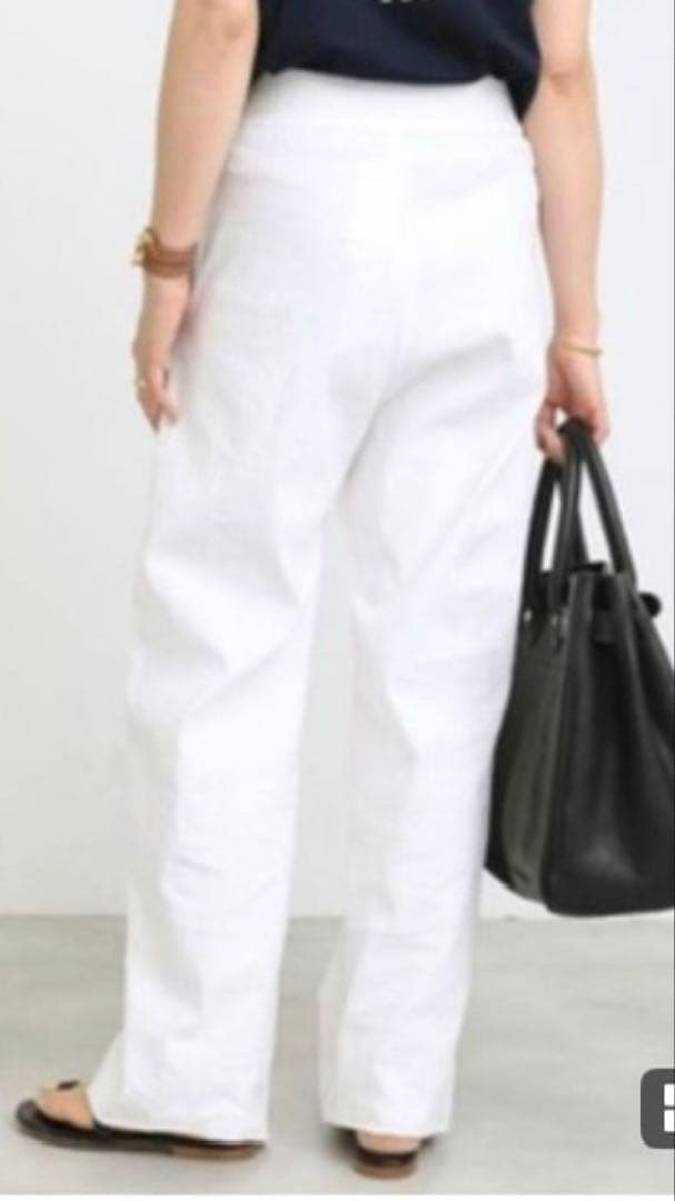 Deuxieme Classe stretch twill タックパンツ 白