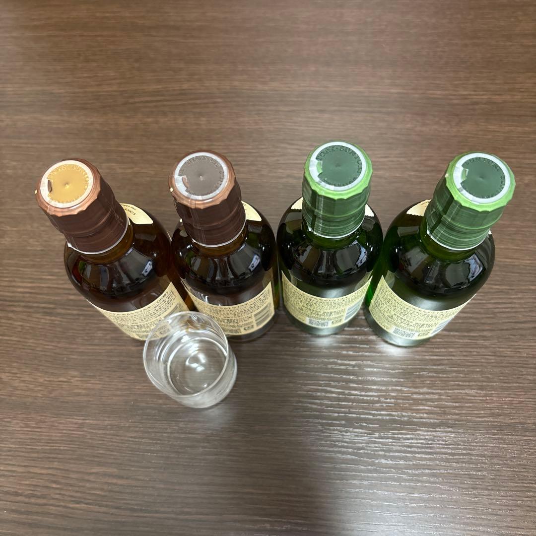 サントリーシングルモルトウイスキー山崎と白州 180ml瓶各2本ショットグラス付