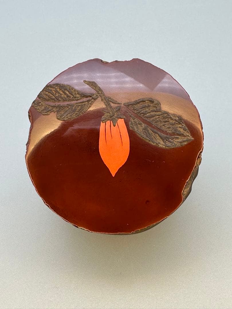 茶道具　香合　田中健智　乾漆　筆柿