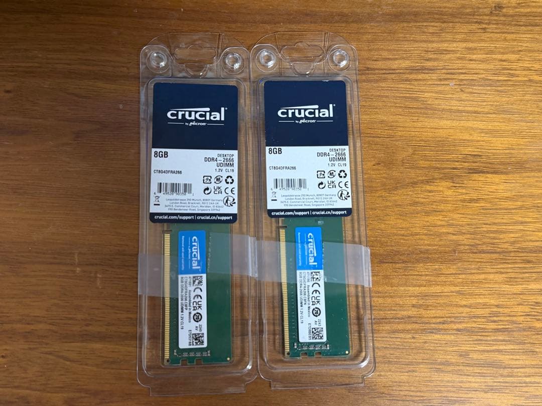 crucial DDR4 2666 8GB×2枚 新古品