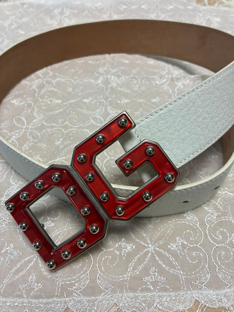 Dolce & Gabbana ホワイトレザーベルト 80cm