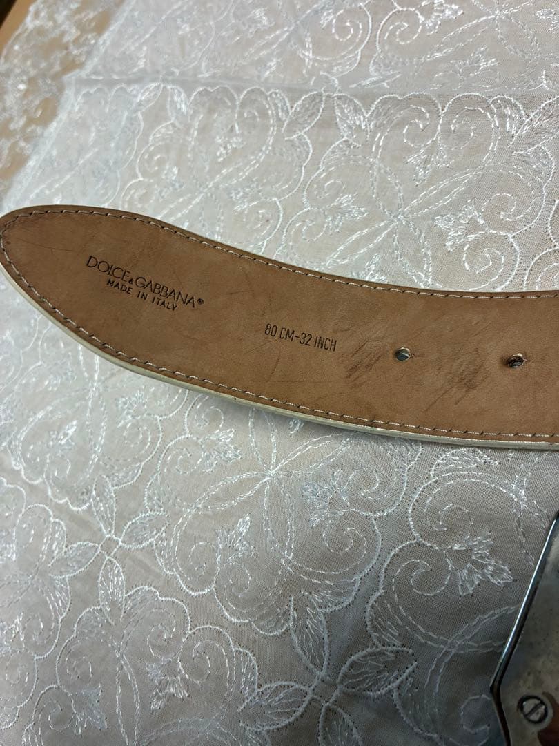 Dolce & Gabbana ホワイトレザーベルト 80cm