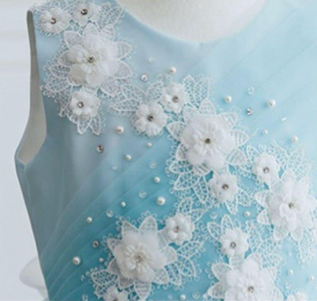 DRESCCO ライトブルー刺繍ロングドレス　130