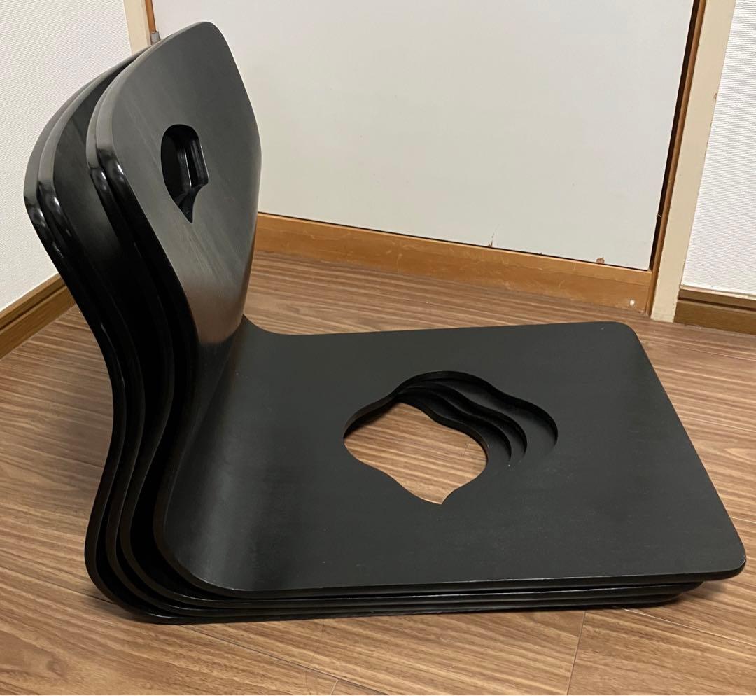 【美品】弘益 座椅子 ブラック 4点セット 座布団付き 旅館 ①