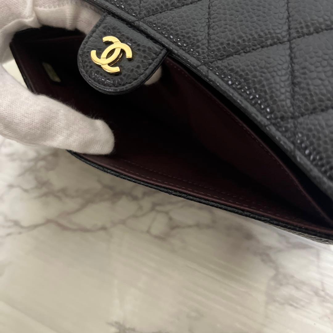 【新春特価】シャネル マトラッセ キャビアスキン ロングフラップウォレット