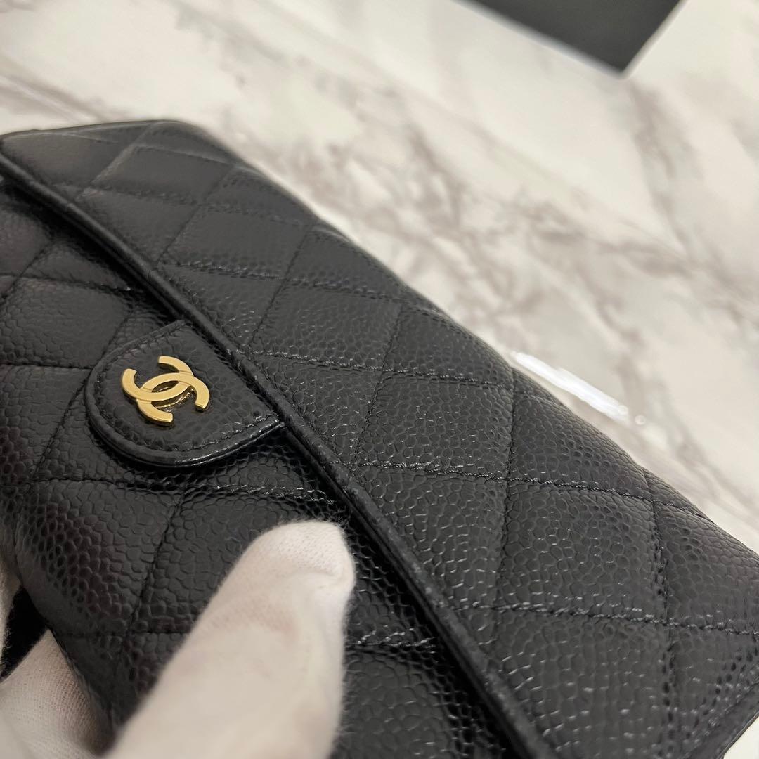 【新春特価】シャネル マトラッセ キャビアスキン ロングフラップウォレット