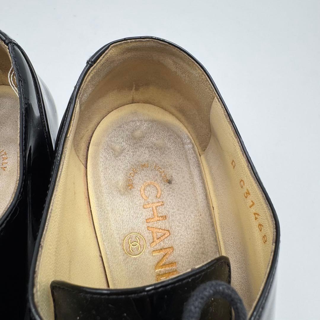 CHANEL シャネル　ココマーク　カメリア　ブラック　エナメル　サイズ37