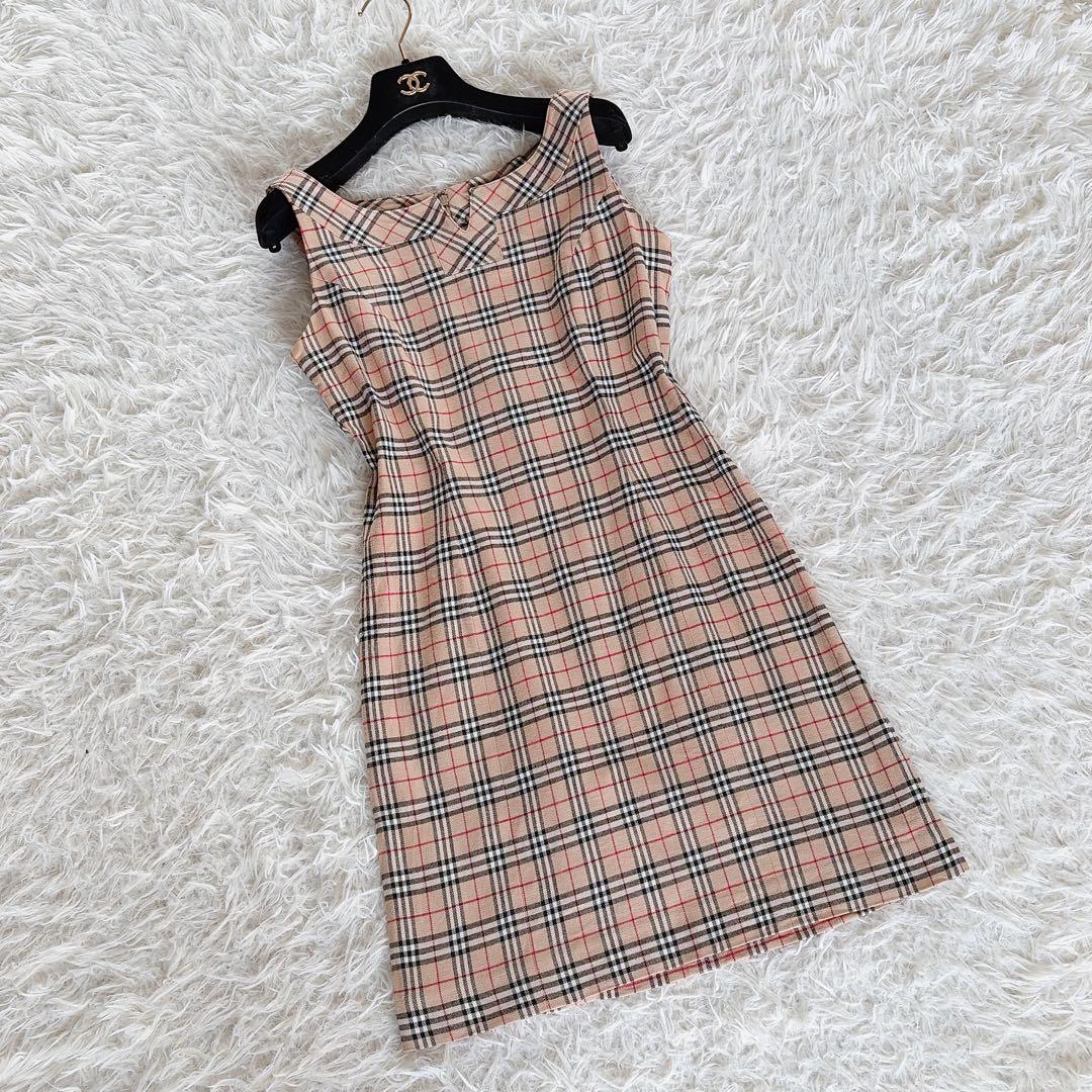 美品✨【バーバリーズブルーレーベル】ノースリーブワンピース ノバチェック 38