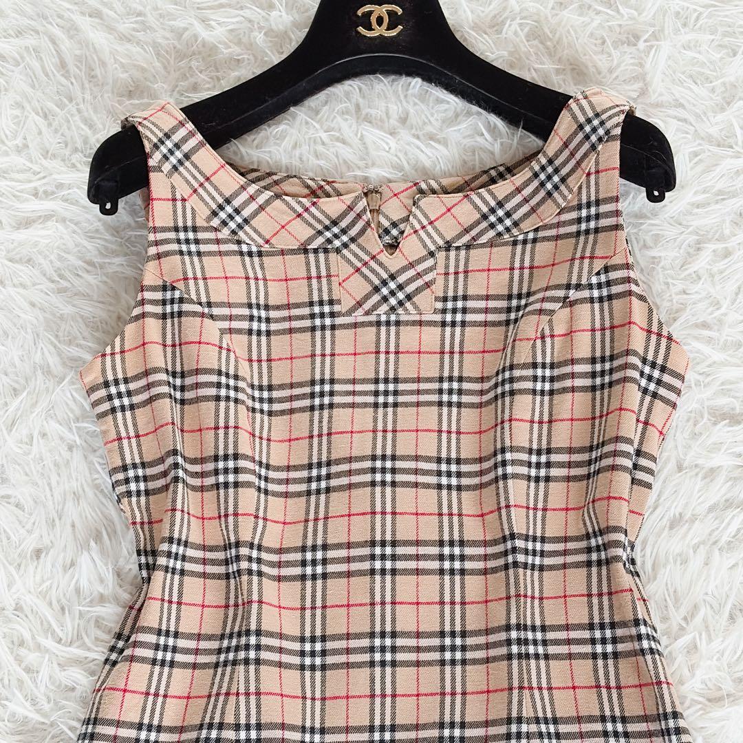 美品✨【バーバリーズブルーレーベル】ノースリーブワンピース ノバチェック 38