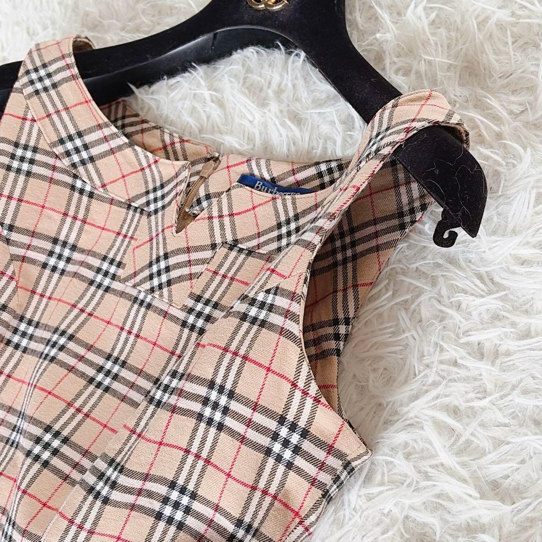 美品✨【バーバリーズブルーレーベル】ノースリーブワンピース ノバチェック 38