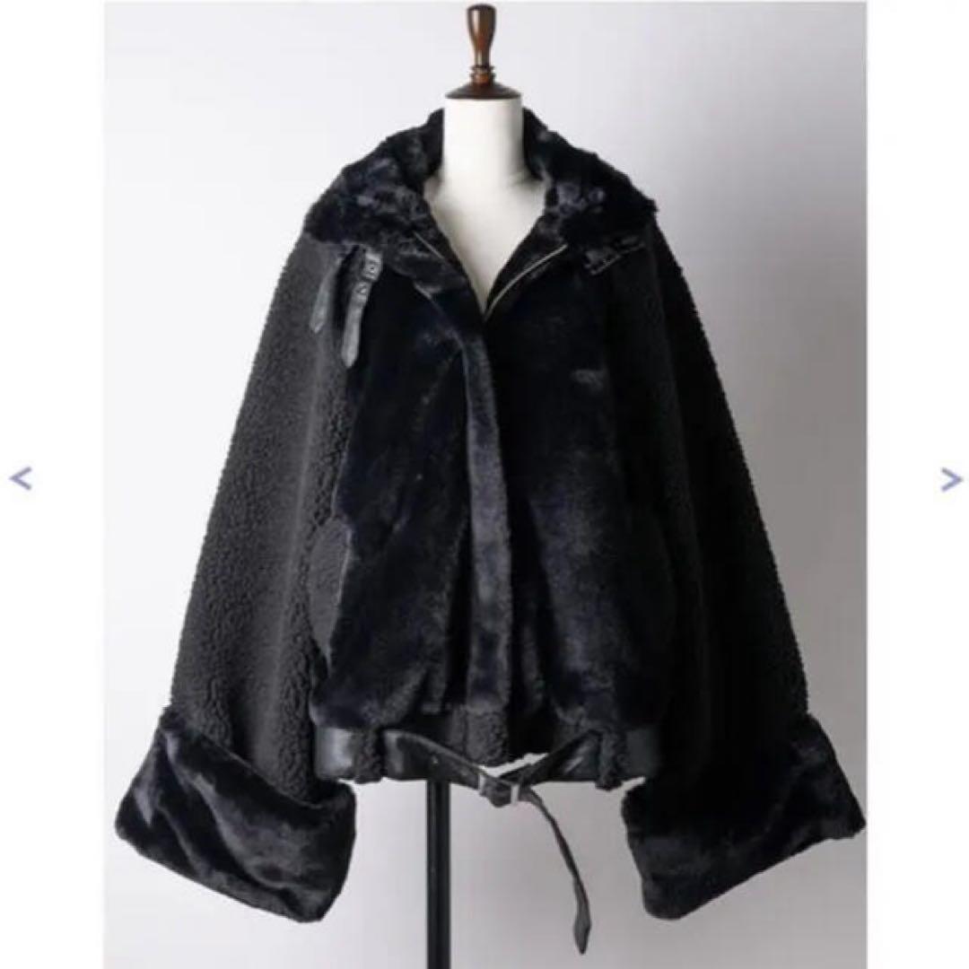 ラベルエチュード　ブルゾン　ブラック　ボア切替