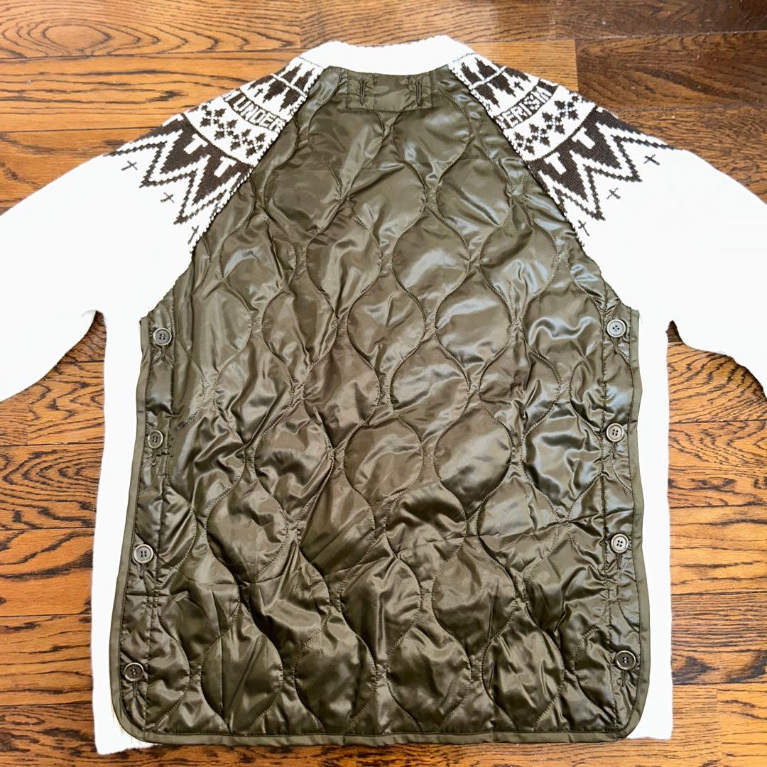 UNDERCOVERISM 総柄ニット セーター ホワイト×ブラック