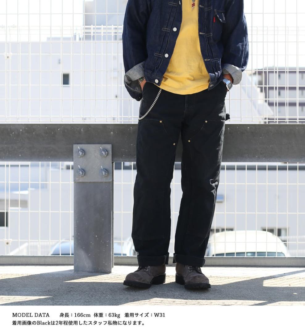 ★米国製本物レアサイズ！W32*L28CARHARTTダブルニーB01ブラック